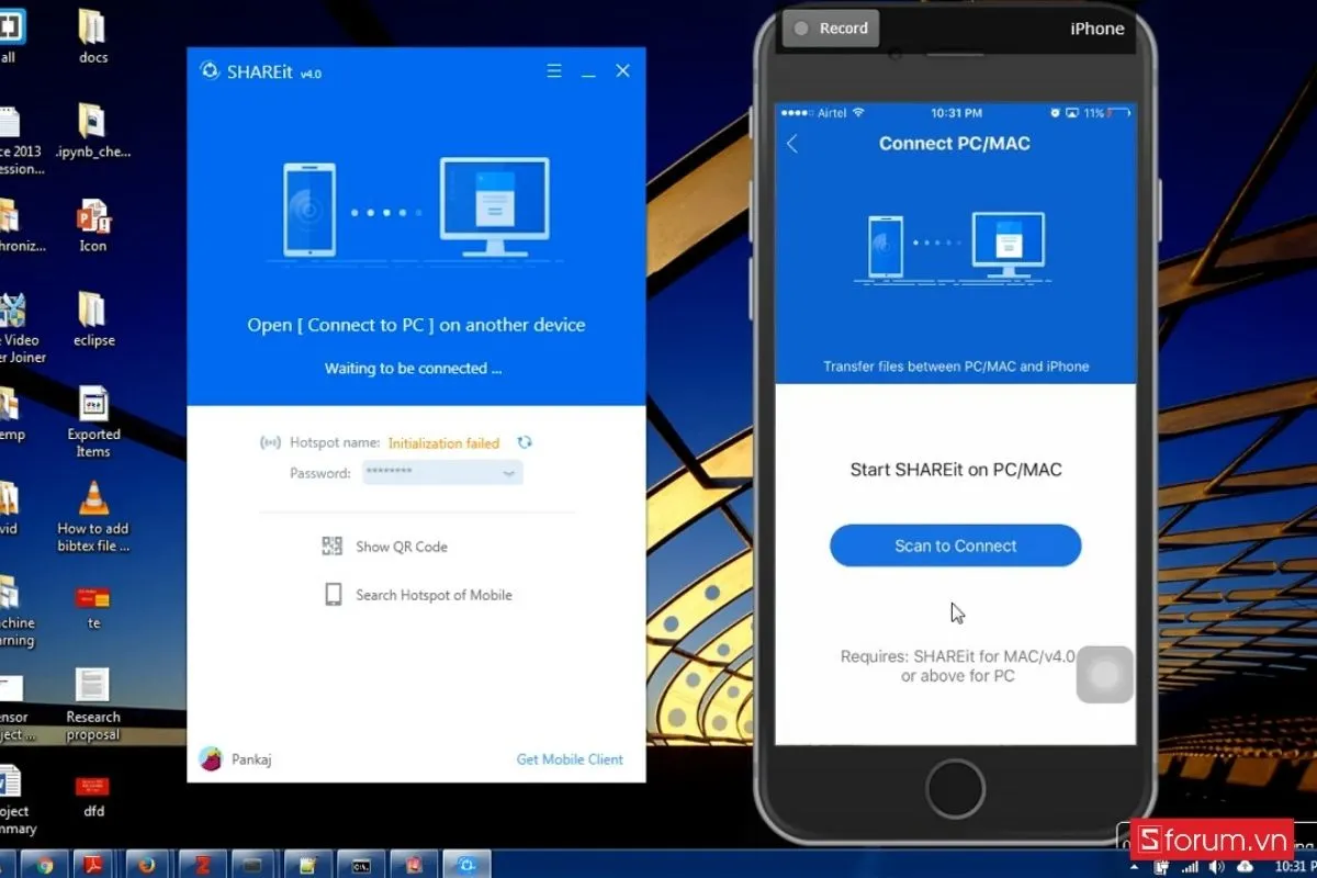 Kết nối hai thiết bị bằng mạng nhận diện cục bộ bằng ứng dụng SHAREit