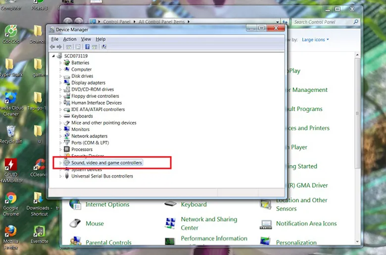 Mở rộng mục "Sound, video and game controllers" trong Device Manager
