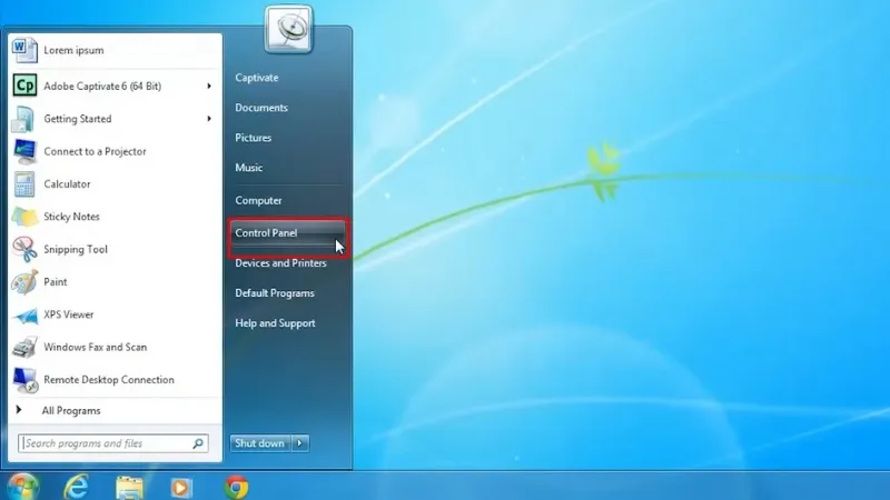 Truy cập Control Panel để cấu hình các thiết bị phần cứng trên Windows đời cũ