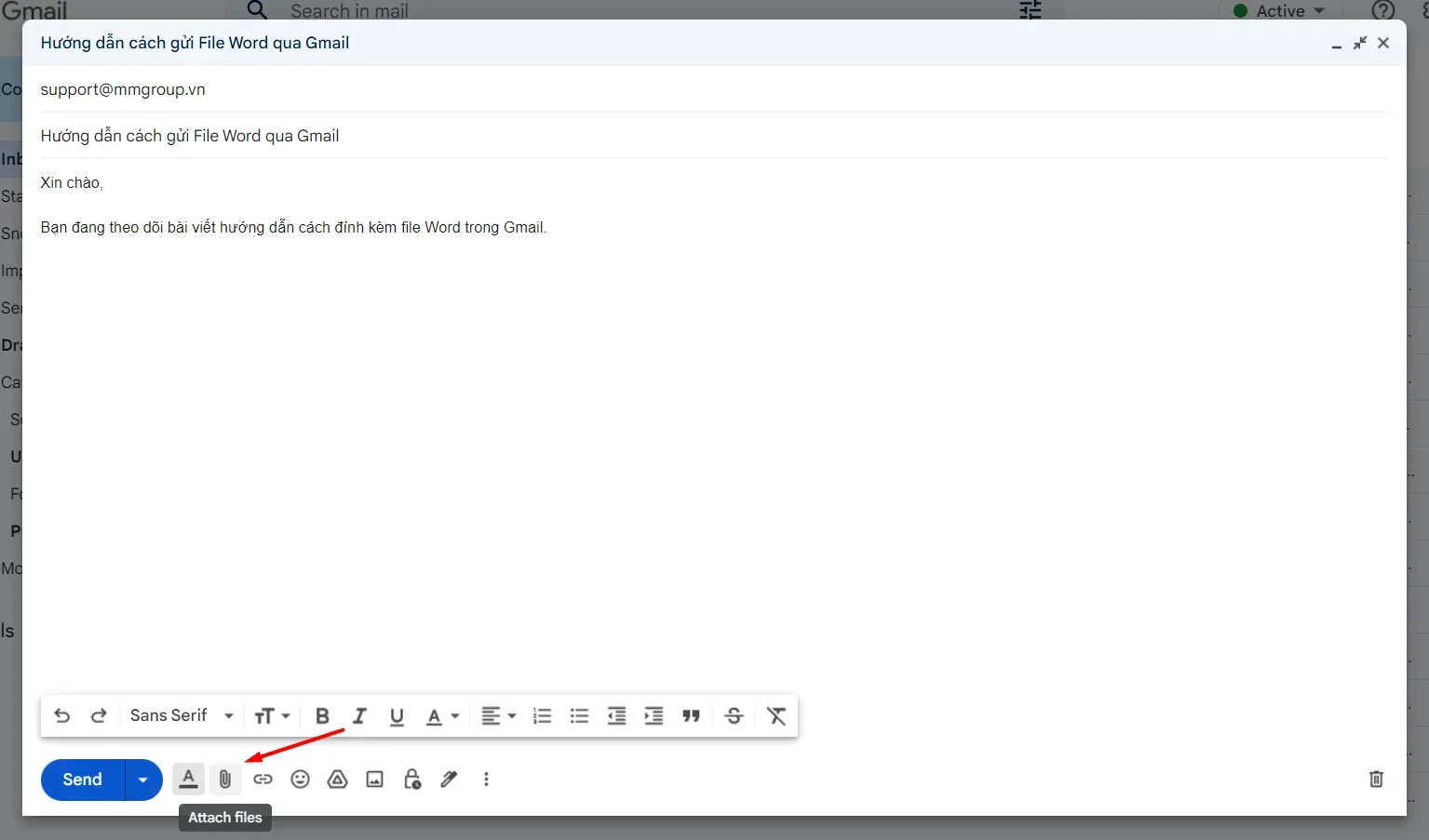 Biểu tượng kẹp giấy để đính kèm file trong Gmail