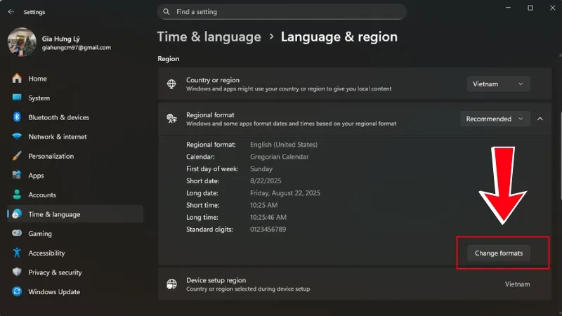 Thay đổi các định dạng hiển thị cụ thể trên hệ thống Windows 11
