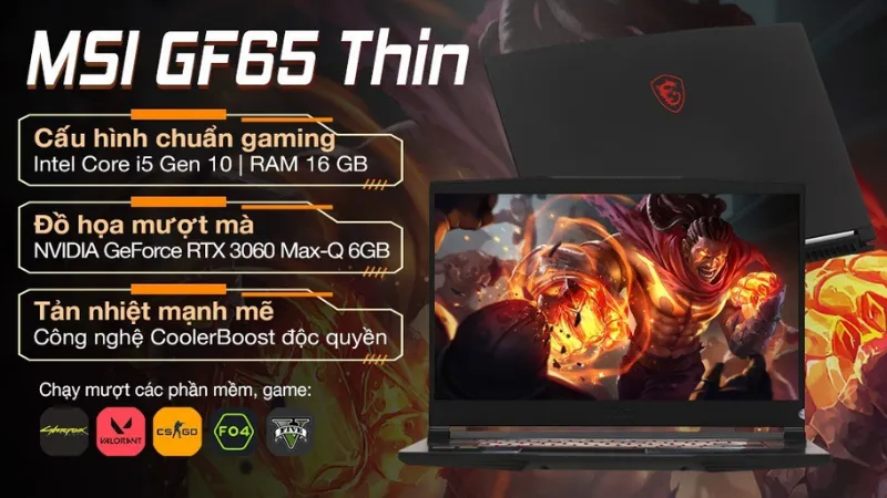 Linh kiện bên trong MSI Gaming GF65 được sắp xếp tối ưu cho tản nhiệt