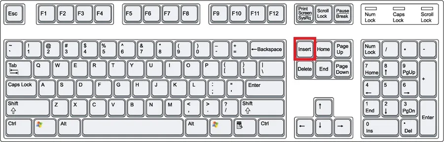 Phím Insert hỗ trợ chuyển đổi linh hoạt giữa chế độ chèn và ghi đè chữ khi soạn thảo