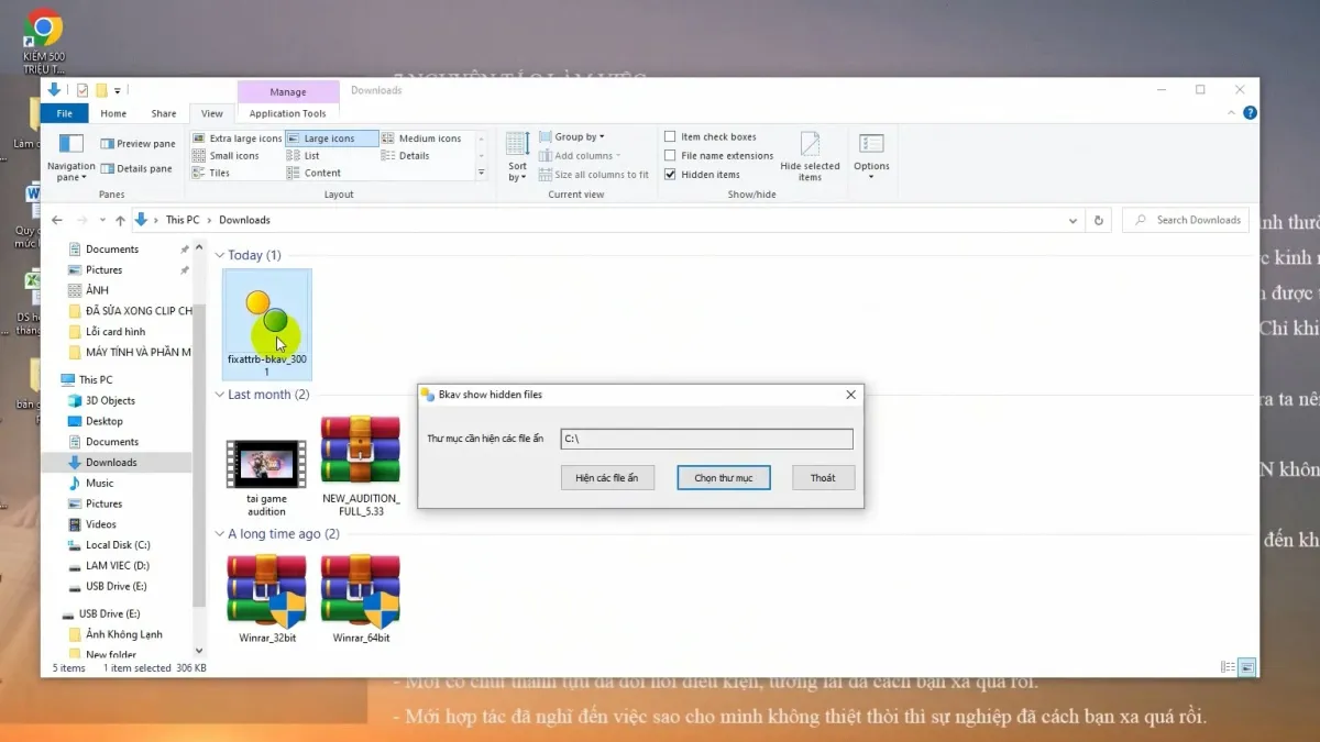 Giao diện chính của công cụ FixAttrb do Bkav phát triển nhằm khôi phục thuộc tính file bị virus can thiệp