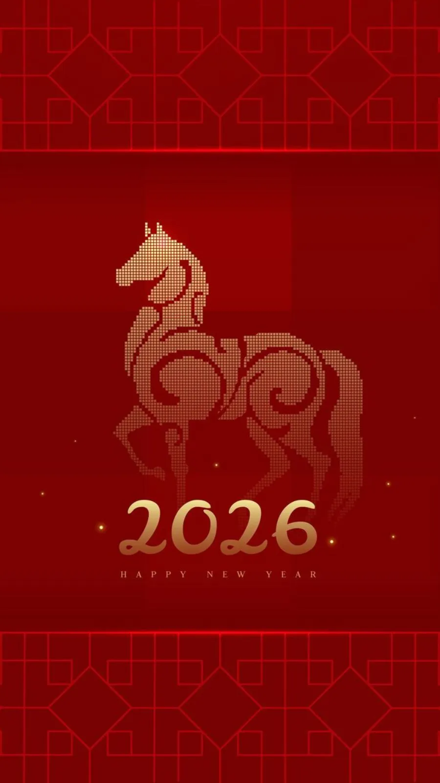 Hình nền chú ngựa tông đỏ truyền thống