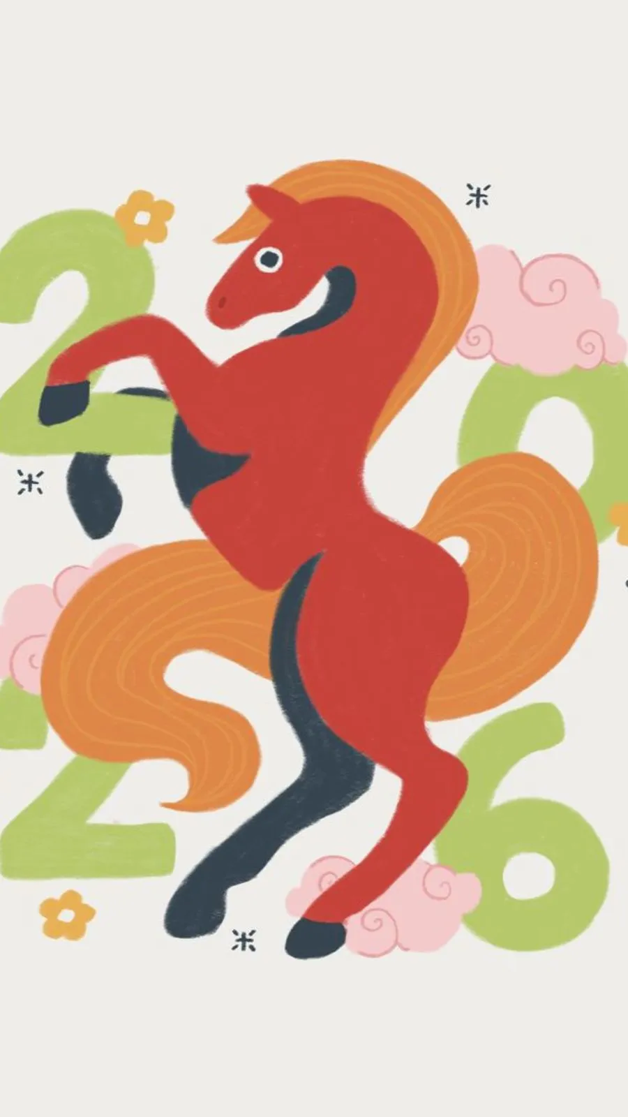 Hình nền con ngựa đỏ hoạt hình tung vó