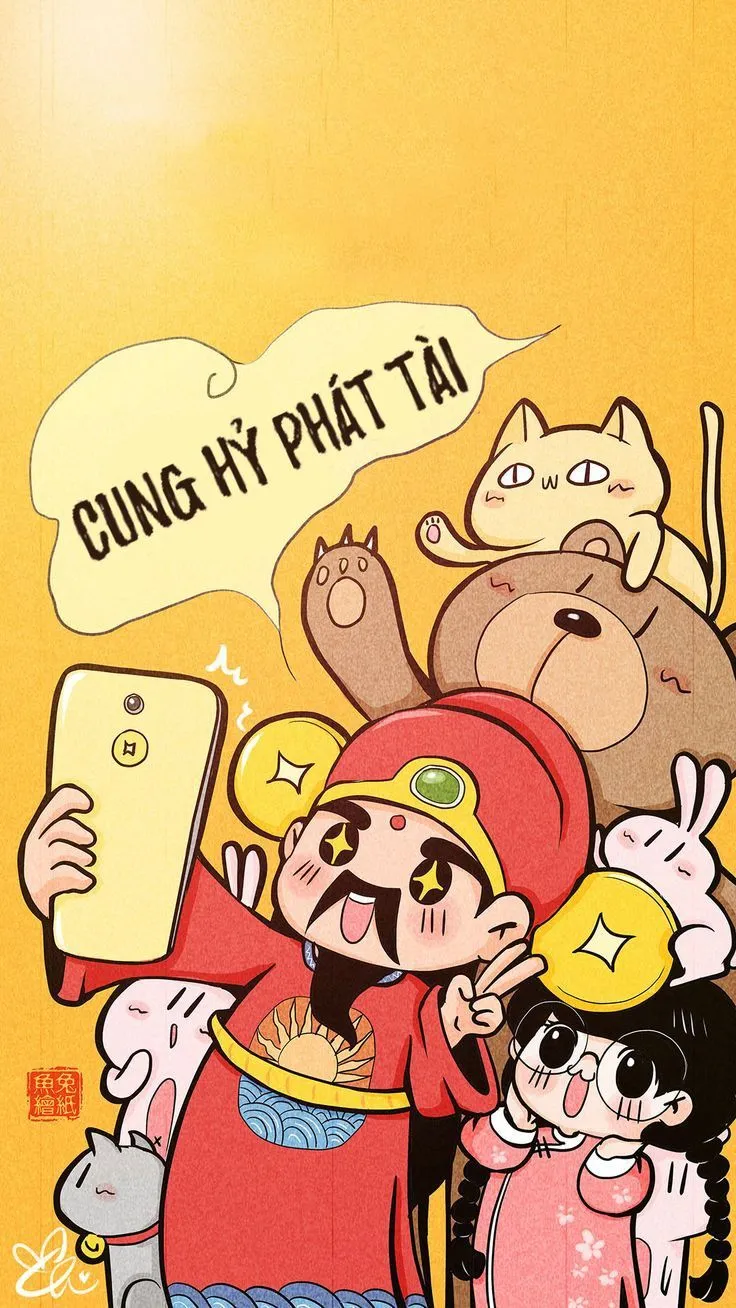 Hình nền điện thoại ông thần tài, xin vía may mắn đầu năm 7