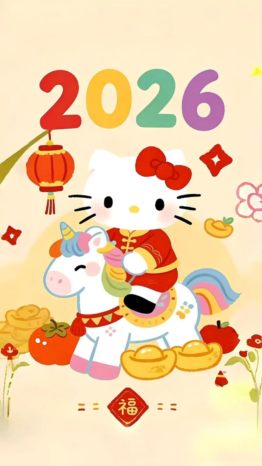 Chú mèo thần tài màu đỏ cưỡi ngựa