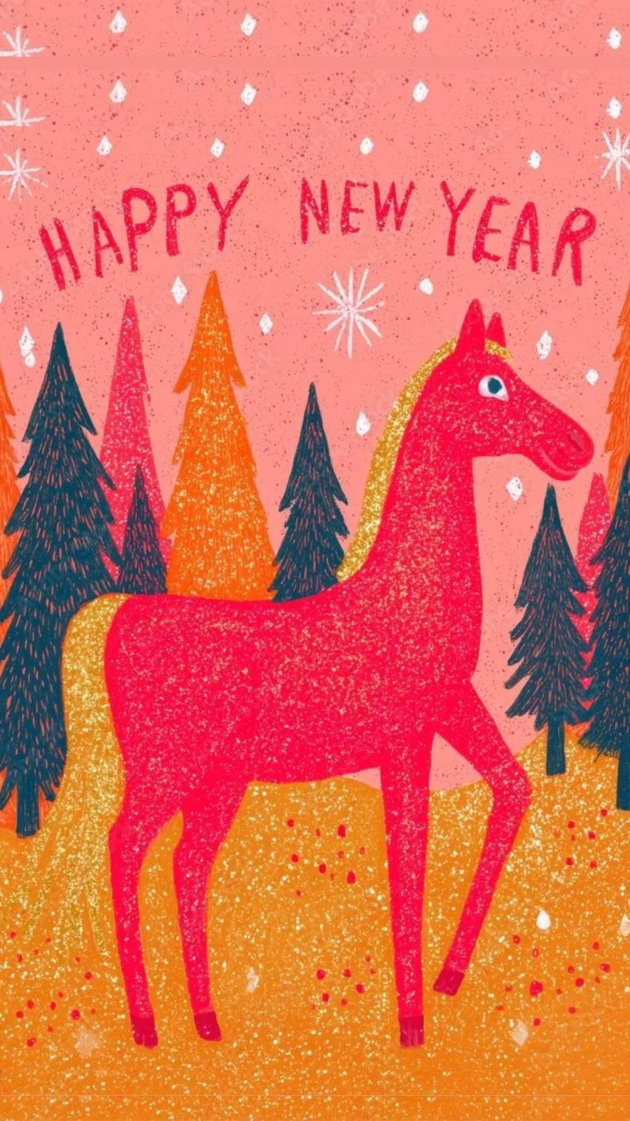 Hình nền Tết ngựa hồng nghệ thuật mùa xuân