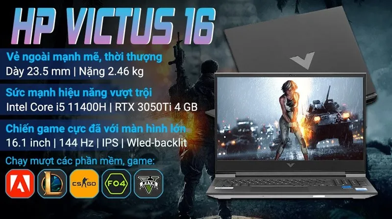 Laptop HP Victus 16 d0292TX với thiết kế thanh lịch nhưng đầy sức mạnh