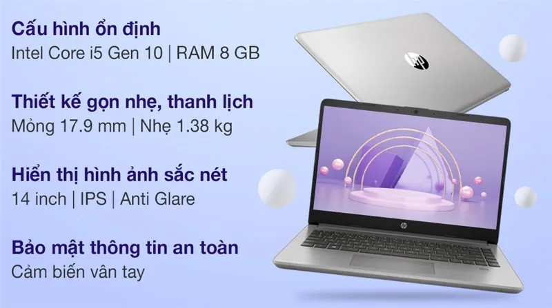 Góc nghiêng siêu mỏng của HP 340s G7 giúp việc di chuyển trở nên dễ dàng