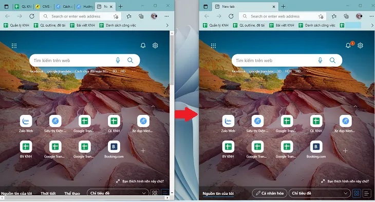 Kéo thả cửa sổ thứ hai vào vị trí trống để chia màn hình