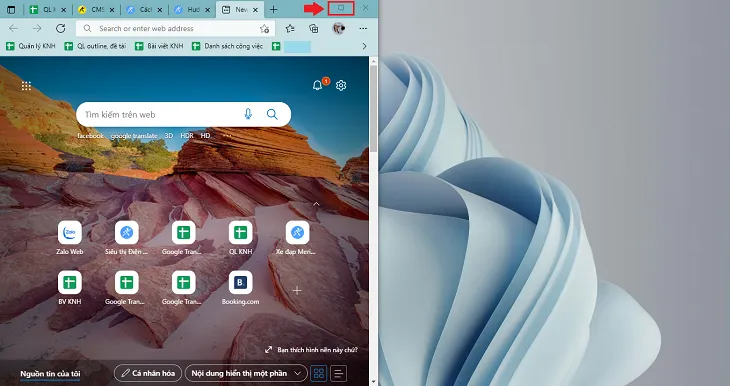 Thao tác kéo và điều chỉnh kích thước cửa sổ thủ công bằng chuột