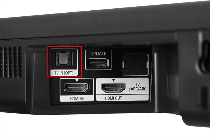 Cổng quang học trên loa soundbar cho phép nhận tín hiệu kỹ thuật số tinh khiết