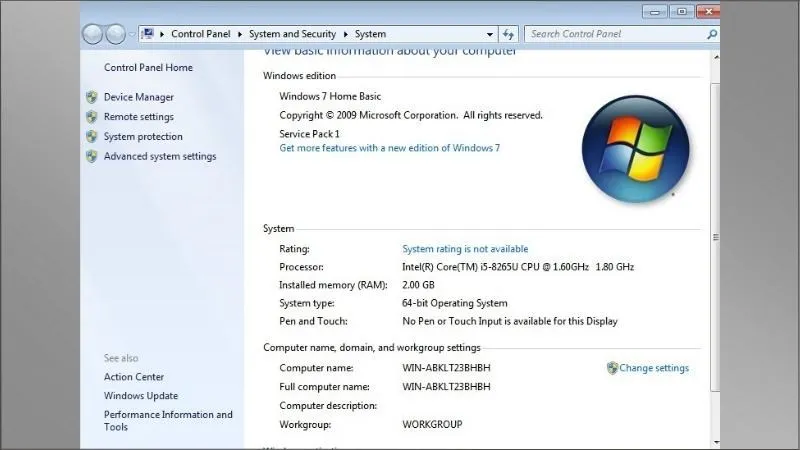 Tại đây, tất cả các thông số liên quan đến máy đều sẽ được hiển thị