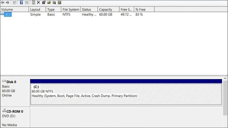 Tiến hành kiểm tra thông tin về dung lượng ổ cứng