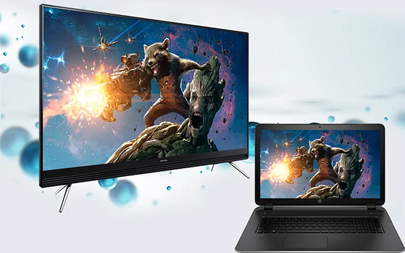 Giao diện màn hình tivi Samsung hiển thị nội dung từ máy tính với độ sắc nét cao