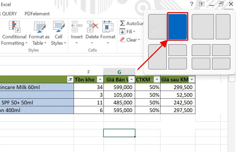 Sắp xếp cửa sổ Excel thứ hai vào vị trí còn lại trên màn hình với Snap Layout