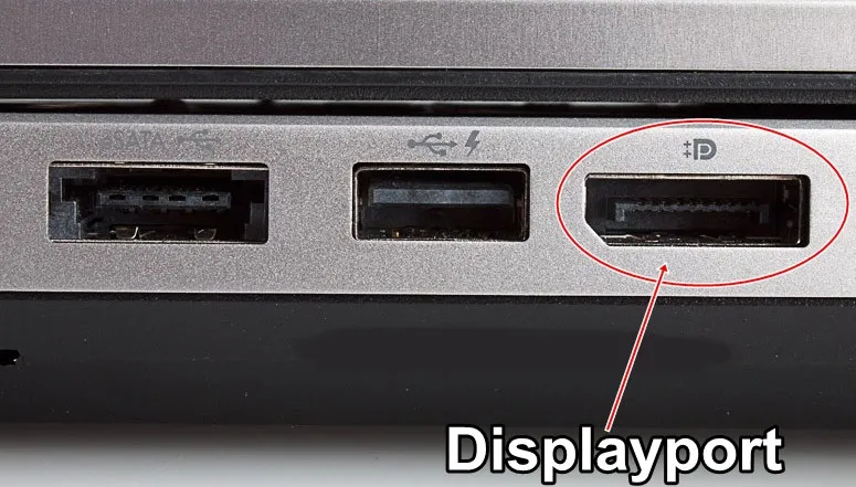 Kết nối cáp DisplayPort giữa laptop và máy chiếu