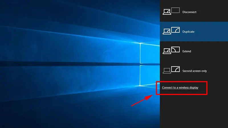 Giao diện "Connect to wireless display" trên Windows để kết nối máy chiếu