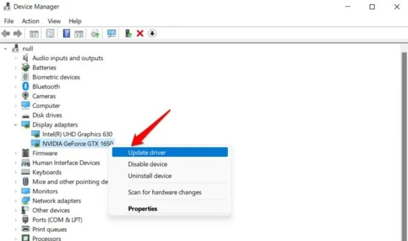Quy trình cập nhật trình điều khiển card đồ họa để tăng tính ổn định cho Windows 10