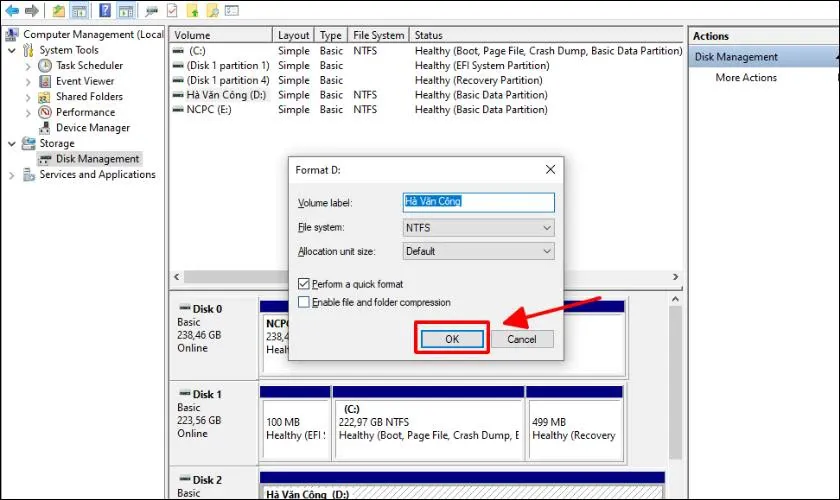 Disk Management cho phép quản lý phân vùng ở mức sâu
