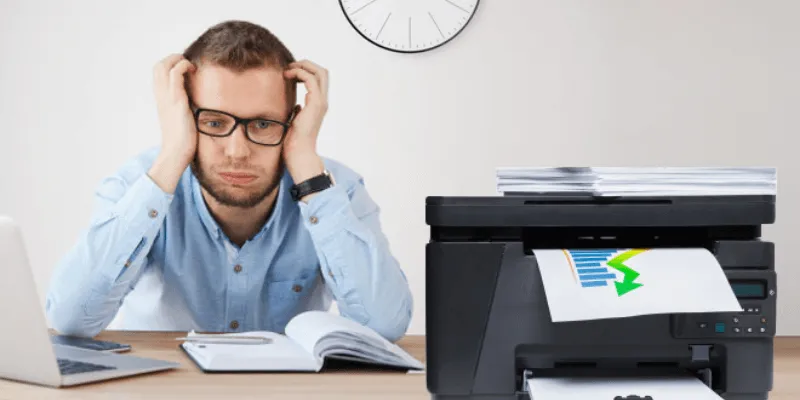 Giao diện thông báo lỗi kết nối giữa thiết bị điều khiển và máy in đầu ra