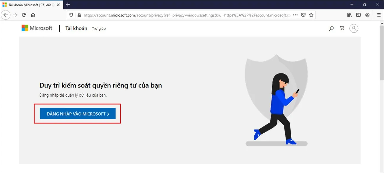 Màn hình đăng nhập tài khoản Microsoft để xác thực quyền truy cập vào thông tin hoạt động cá nhân