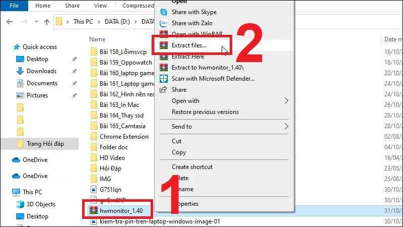 Thực hiện giải nén tệp tin phần mềm sau khi đã tải về máy tính thành công