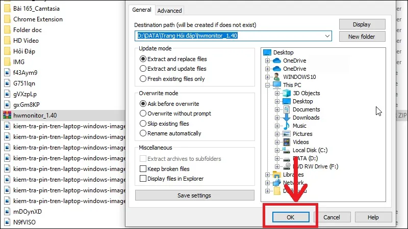 Xác nhận hoàn tất quá trình giải nén các tệp tin hệ thống của phần mềm