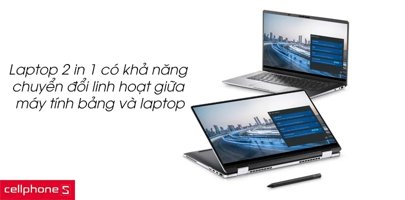 Người dùng đang trải nghiệm thao tác trên mẫu laptop xoay gập 2 trong 1 cực kỳ linh hoạt