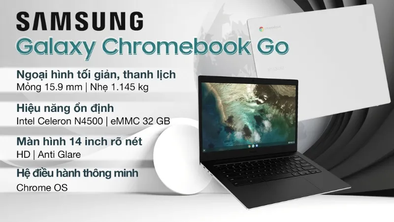 So sánh kích thước và độ mỏng của hai phiên bản Samsung Chromebook Go