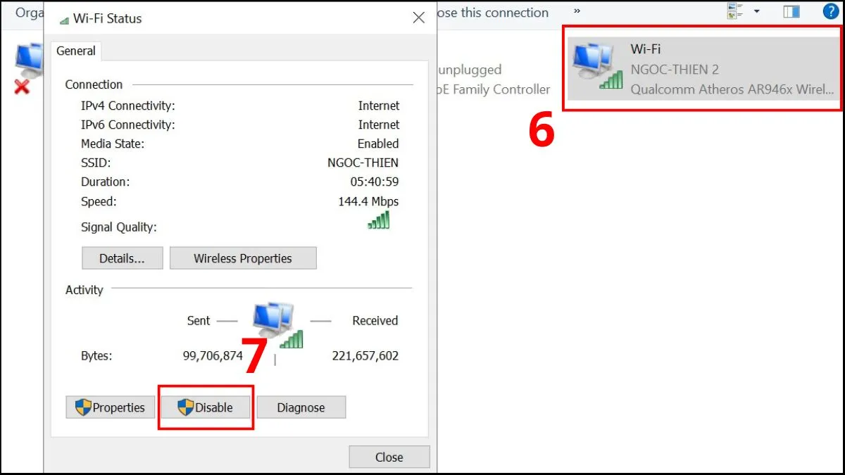 Reset lại card mạng để khắc phục tình trạng laptop không hiển thị wifi bước 4