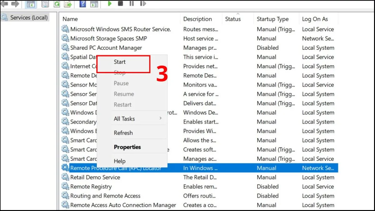 Khởi động lại Network Services bước 2