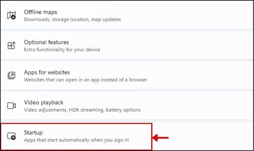 Chọn Startup để quản lý ứng dụng khởi động