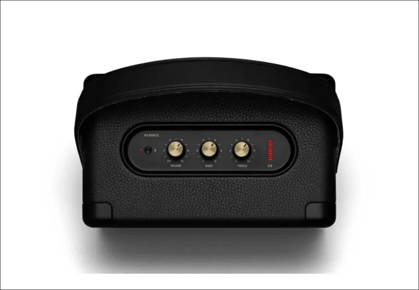 Cụm phím chức năng và nút nguồn trên loa Bluetooth Marshall cao cấp