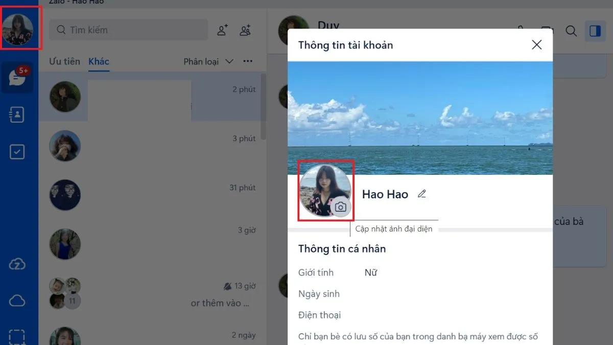 Quy trình cập nhật ảnh đại diện mới để làm mới diện mạo cá nhân trên mạng xã hội Zalo