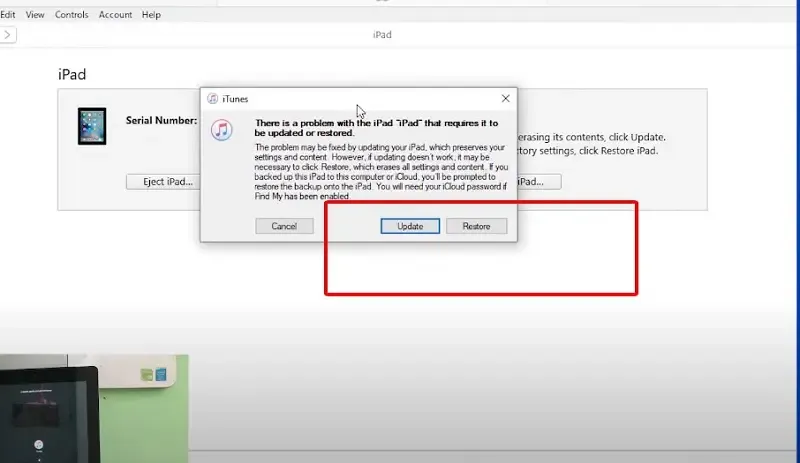 Cách khắc phục màn hình iPad bị nháy bằng khôi phục cài đặt gốc bằng cách Restore bằng iTunes