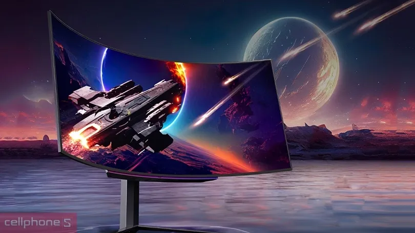 Cận cảnh mặt trước màn hình LG UltraGear OLED 45 inch với thiết kế tràn viền tinh tế