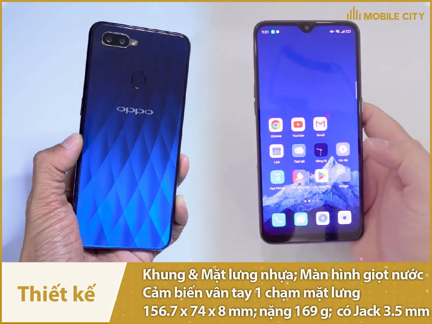 Mô tả mặt lưng với hiệu ứng chuyển màu gradient đặc sắc trên điện thoại