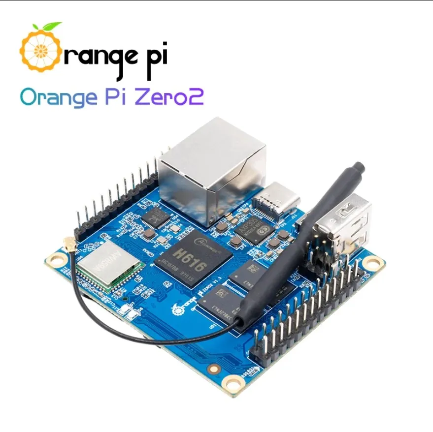 So sánh kích thước nhỏ gọn của Orange Pi Zero 2 đặt cạnh các linh kiện điện tử thông dụng