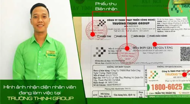 Mẫu phiếu thu và hóa đơn bán hàng chính thức có đầy đủ thông tin liên hệ và dấu mộc của đơn vị uy tín