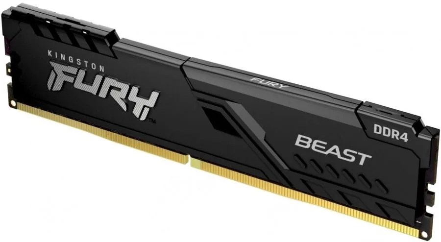 Thanh RAM Kingston Fury với lớp tản nhiệt nhôm màu đen mạnh mẽ và sang trọng