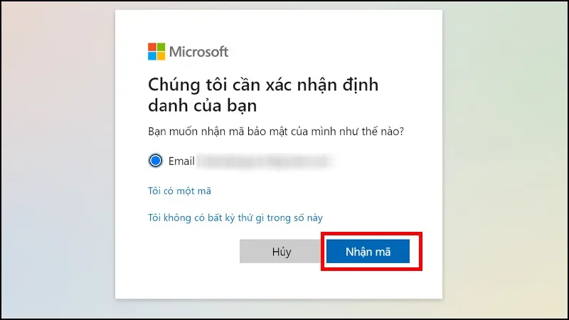 Giao diện trang web của Microsoft để đặt lại mật khẩu tài khoản