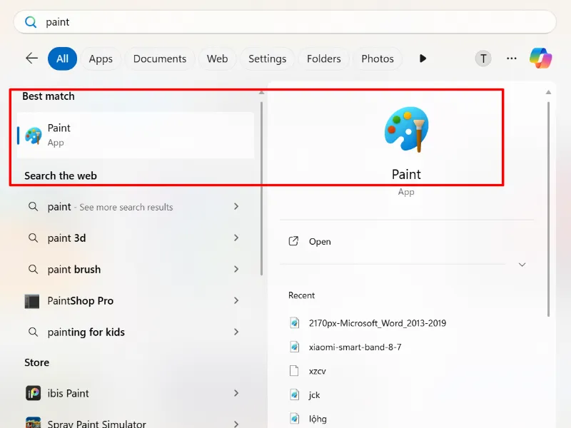 Dán ảnh vừa chụp từ Clipboard vào ứng dụng Paint để chỉnh sửa và lưu