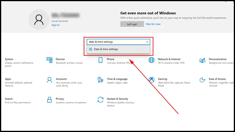 Giao diện cài đặt thời gian trong Settings của hệ điều hành Windows 11 phiên bản mới nhất