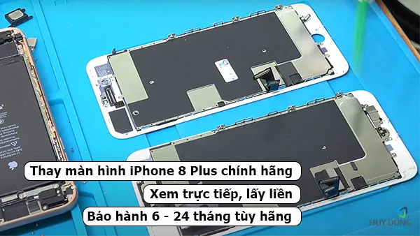 Quy trình tách màn hình cũ để chuẩn bị thay thế linh kiện mới cho iPhone 8 Plus