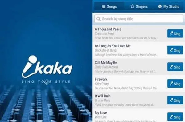 Giao diện trang chủ iKara với danh sách bài hát phong phú và hệ thống chấm điểm chuyên nghiệp