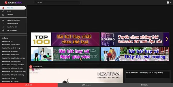 Giao diện tìm kiếm bài hát đơn giản và trực quan của nền tảng Hatkara