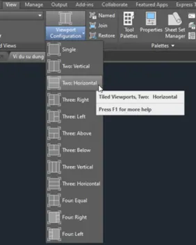 Các tùy chọn trong viewport configuration